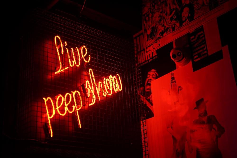 Amsterdam Peep Show, neon sign, The Sex Palace, Amsterdam