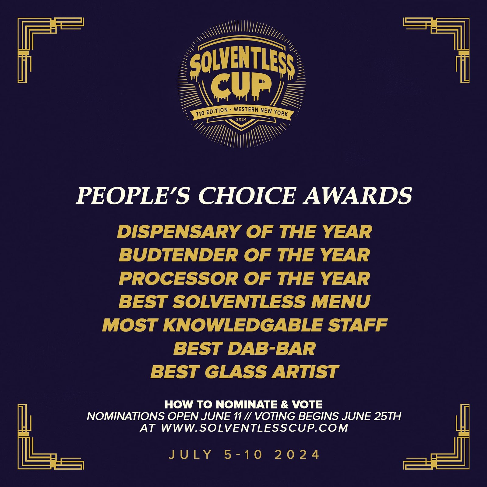 Solventless Cup people's choice awards categories